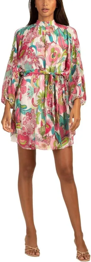 Trina Turk Women's Printed Mock Neck Dress