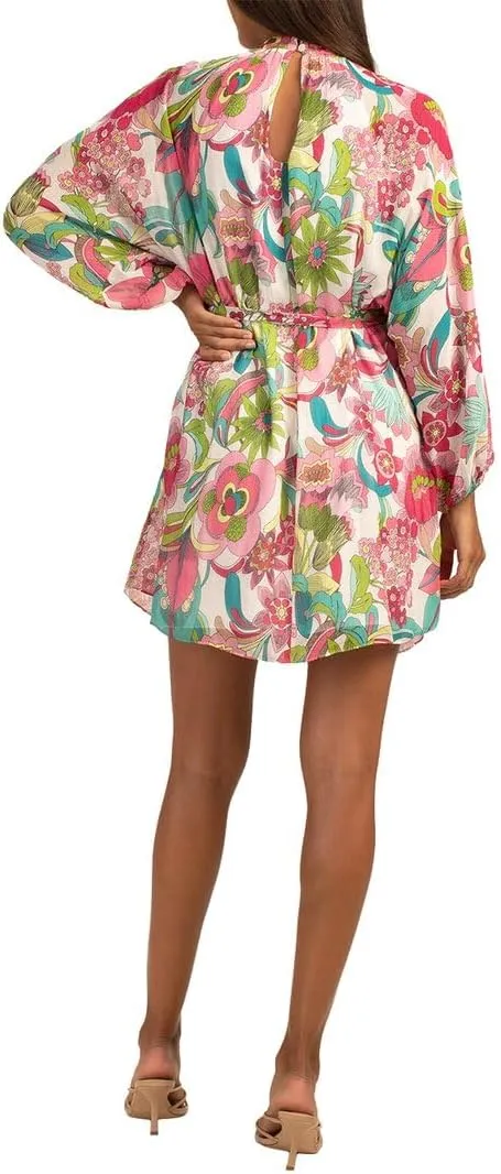 Trina Turk Women's Printed Mock Neck Dress