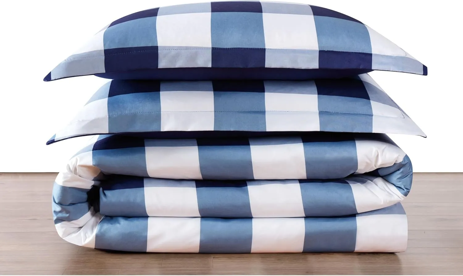 TRULY SOFT Everyday Buffalo Plaid Navy Blue Polyester 3-Piece Full/Queen Duvet Set, Plaid Themed, for Men and Women, Oeko-TEX Certified Confidence