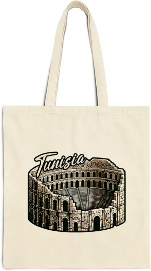 Tunisia Cotton Tote Bag for Women Men Casual Tote Bag Cloth Canvas Shopping Bags with Handles Cute Bags Everyday Use 15" x 16" Aesthetic Gift ID44997