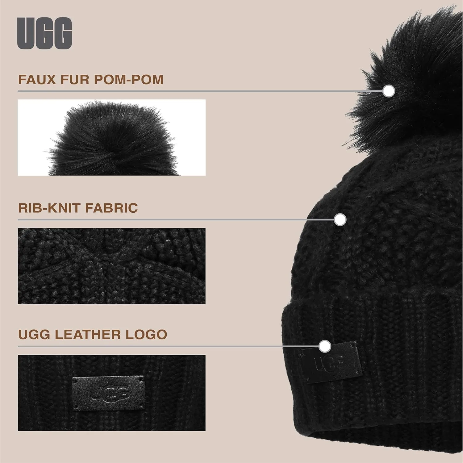 UGG Women's Cable Beanie with Pom