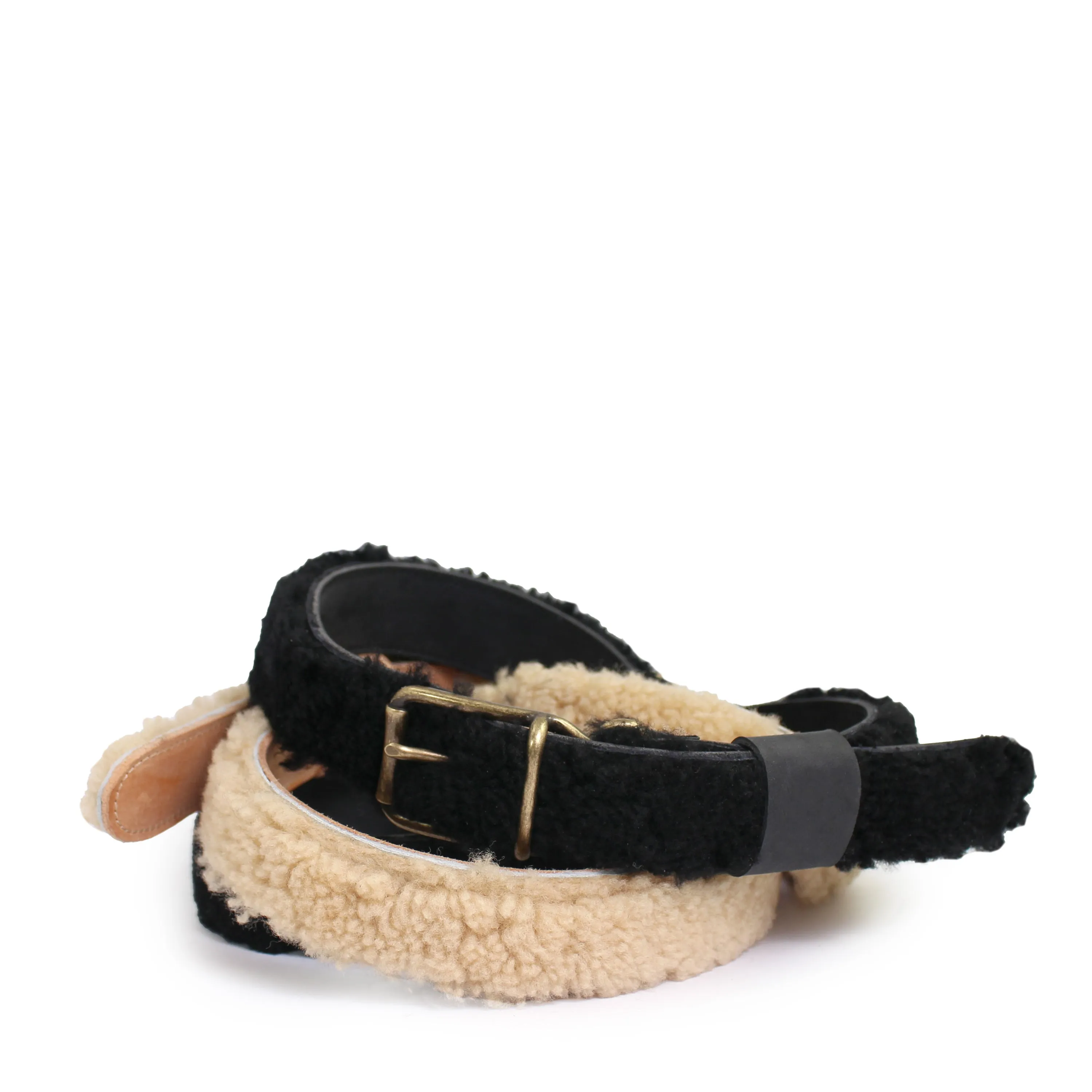 UNISEX SHEARLING BELT   Nero