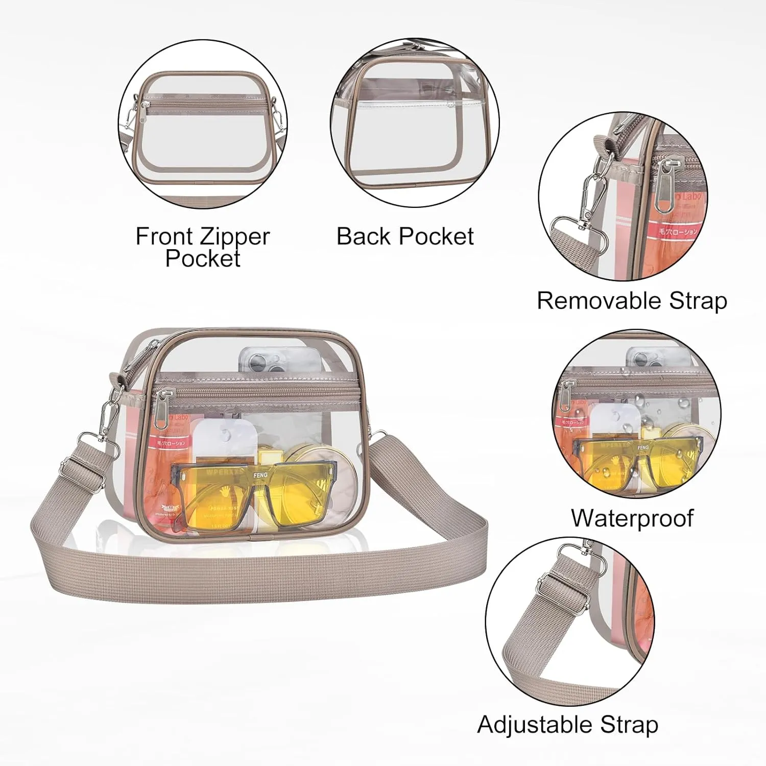 USPECLARE Clear Bag for Stadium Events Clear Purse for Women and Men for Sports Events Concerts Festivals