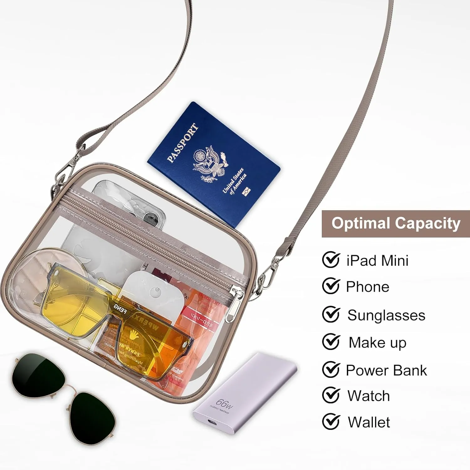 USPECLARE Clear Bag for Stadium Events Clear Purse for Women and Men for Sports Events Concerts Festivals