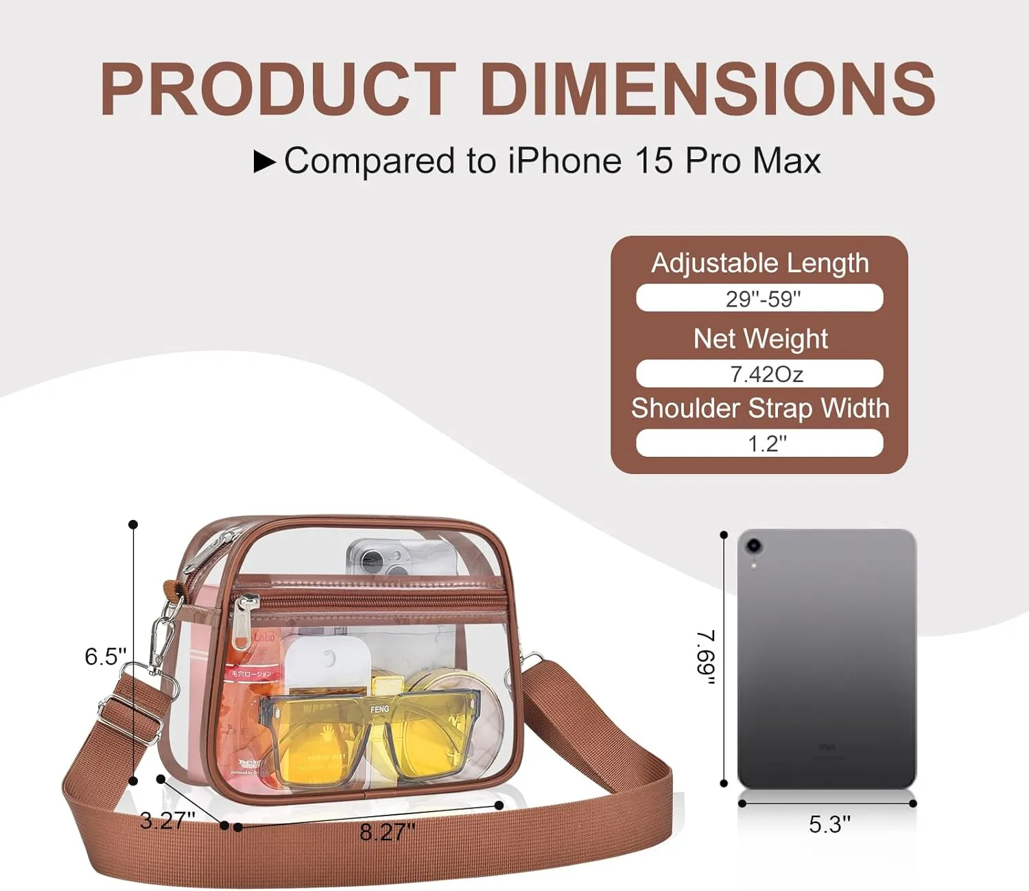 USPECLARE Clear Bag for Stadium Events Clear Purse for Women and Men for Sports Events Concerts Festivals