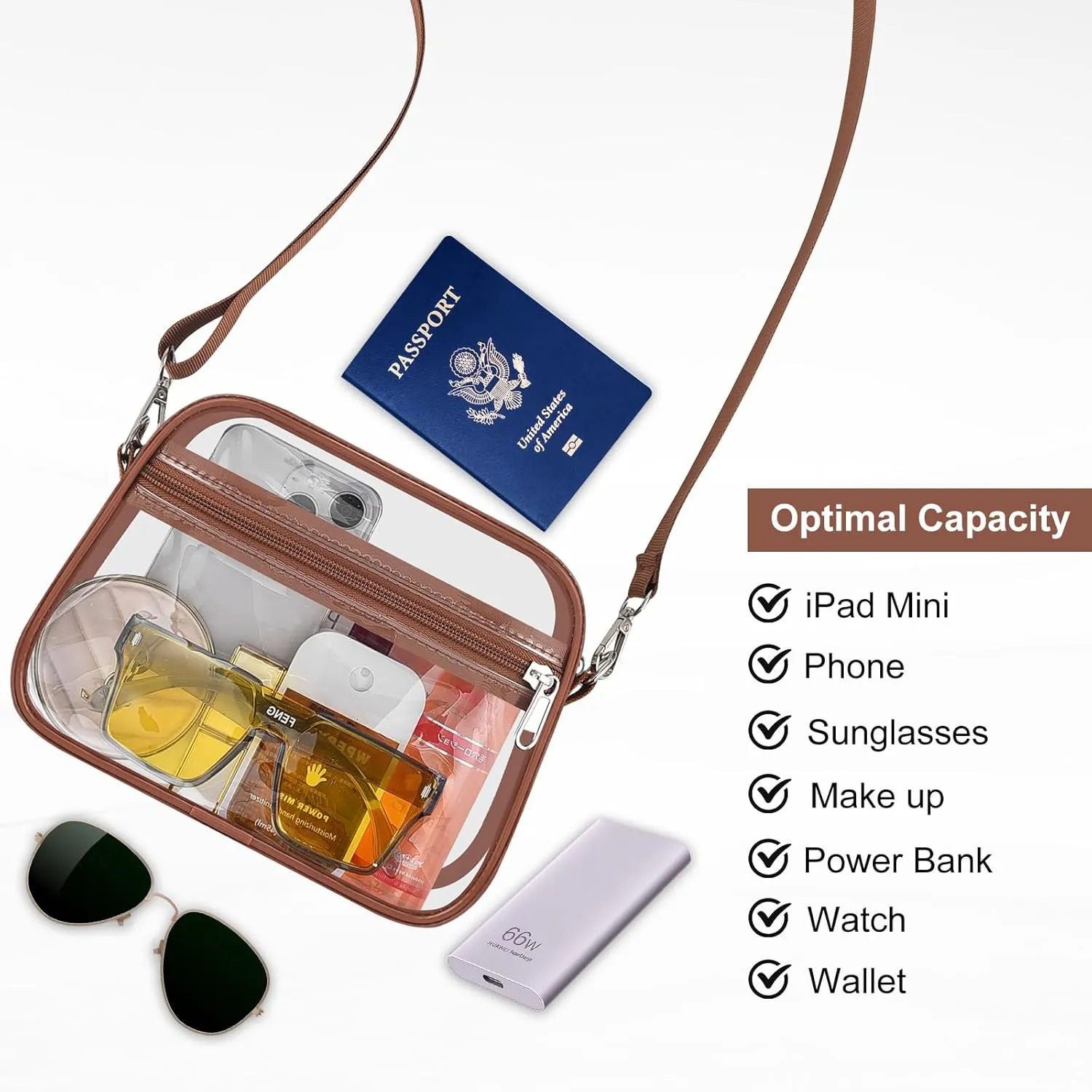 USPECLARE Clear Bag for Stadium Events Clear Purse for Women and Men for Sports Events Concerts Festivals