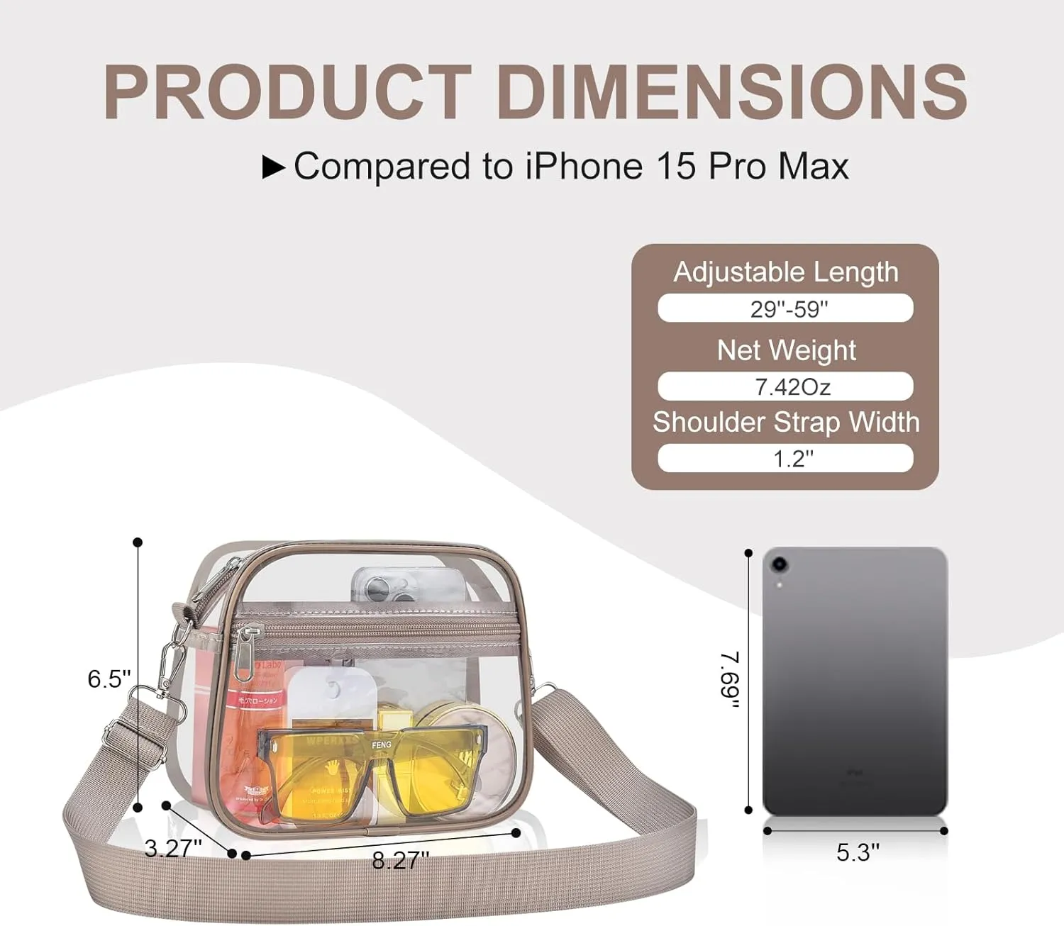 USPECLARE Clear Bag for Stadium Events Clear Purse for Women and Men for Sports Events Concerts Festivals