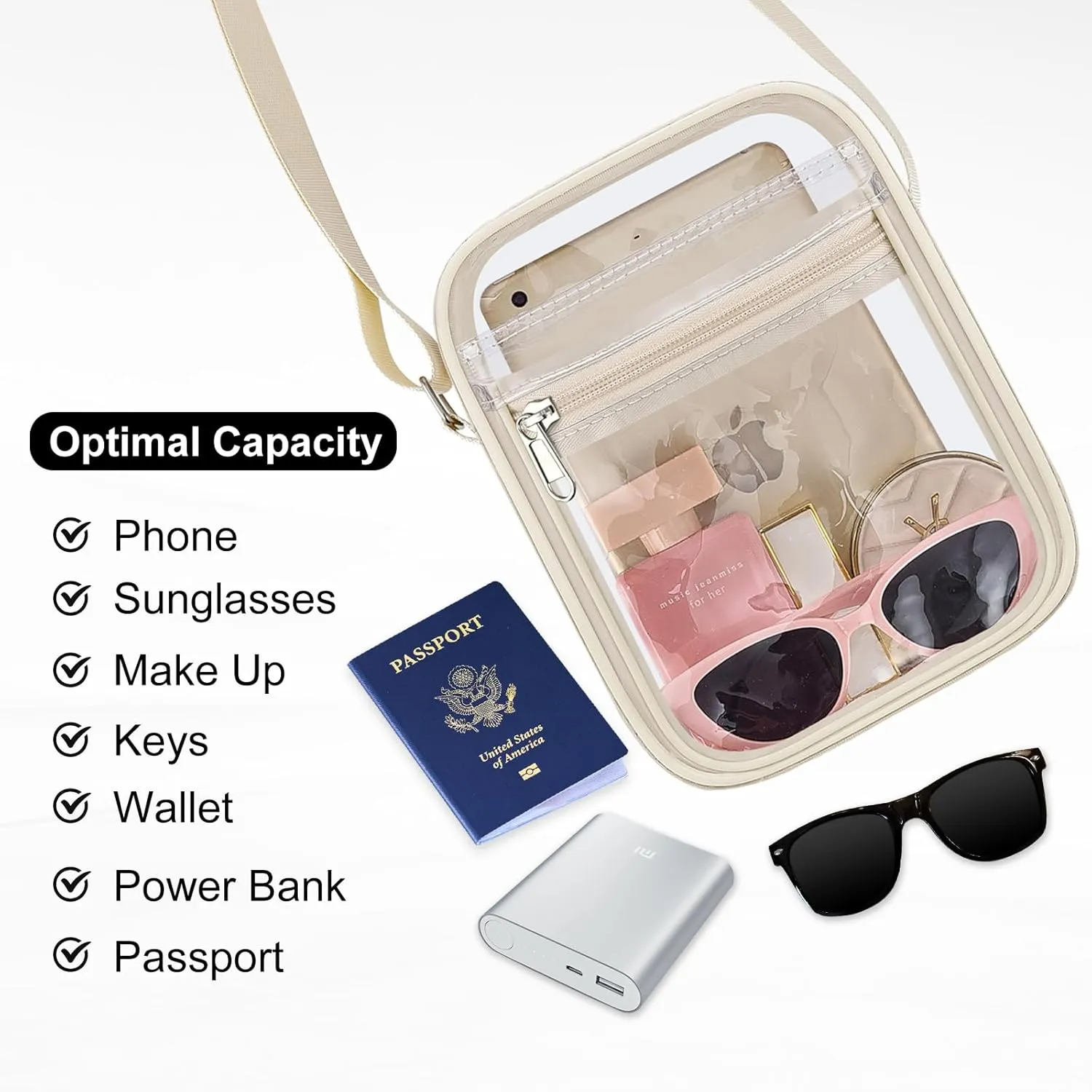 USPECLARE Clear Purse Bag for Stadium Events Clear Messenger Bag for Men and Women