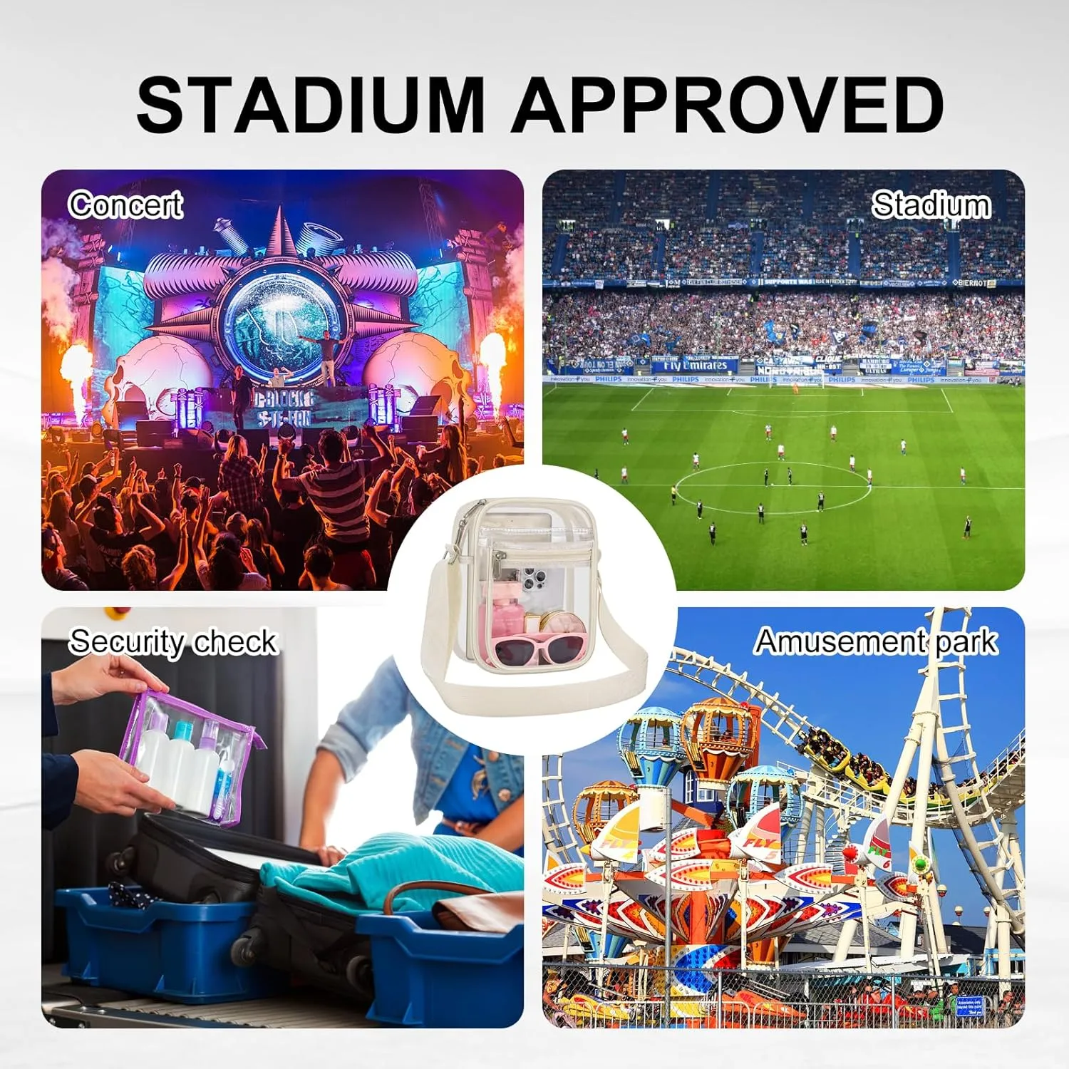USPECLARE Clear Purse Bag for Stadium Events Clear Messenger Bag for Men and Women