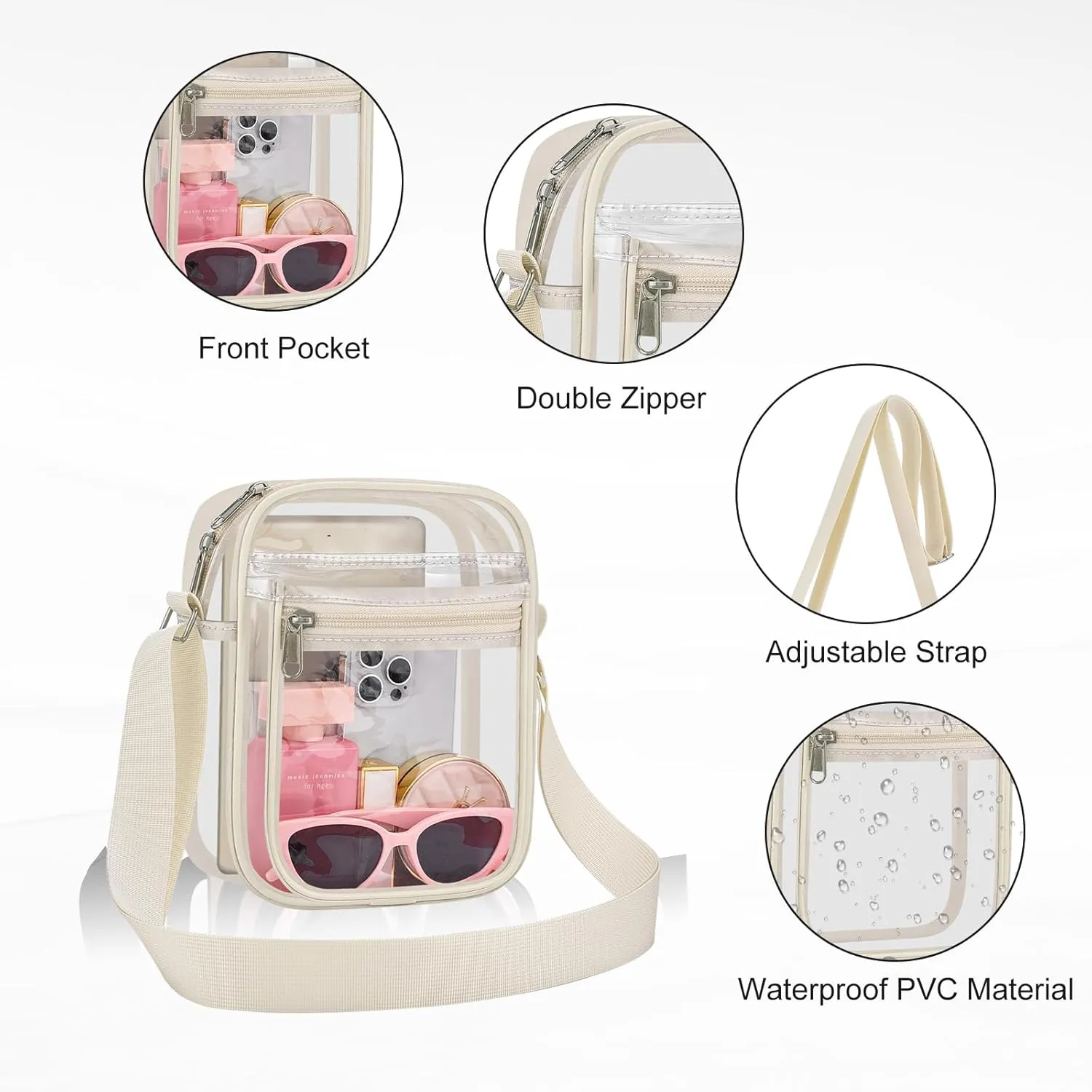 USPECLARE Clear Purse Bag for Stadium Events Clear Messenger Bag for Men and Women