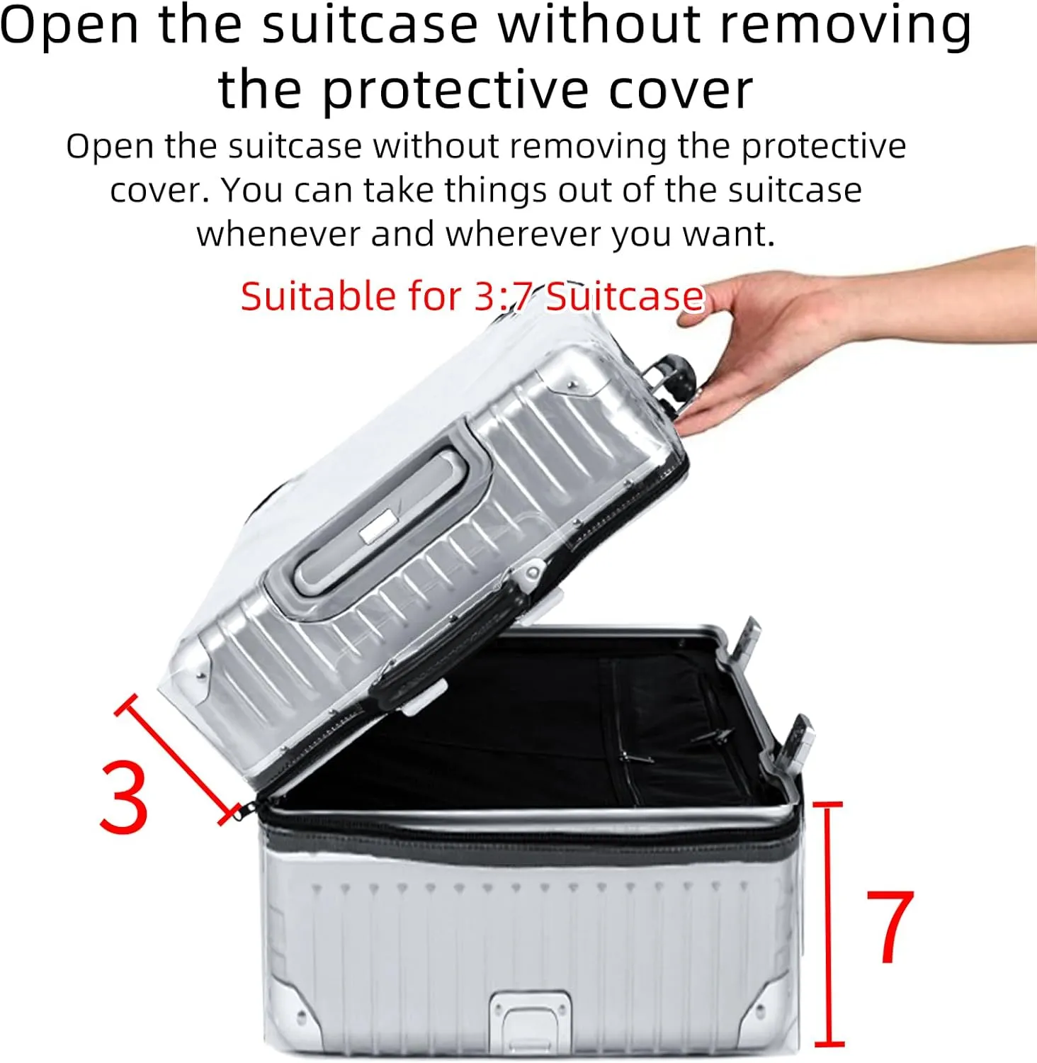 Veki Clear Suitcase Cover PVC Protector with Zip, Waterproof Transparent Luggage Cover Protective Bag, for Plastic Trolley Case Cover Protect Suitcases from Scratch for Travel Accessories