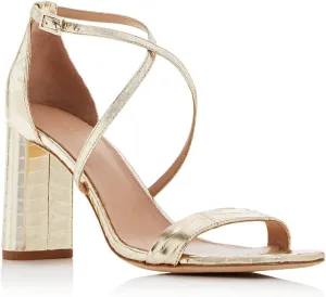 VIA SPIGA Womens Sabinne Metallic Ankle Pumps Gold 10 Medium (B,M)