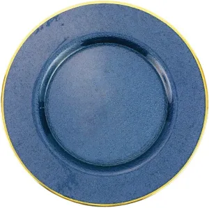 Vietri Metallic Glass Sapphire Service Plate/Charger 12.5" D Glass Charger Plate Dinnerware