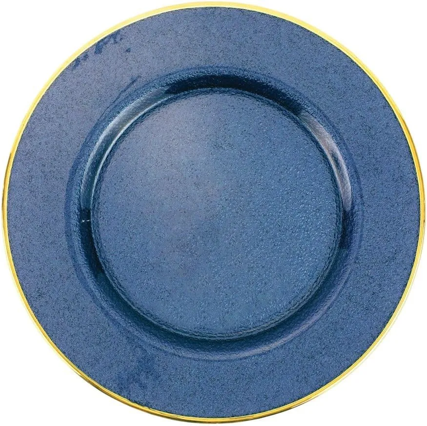 Vietri Metallic Glass Sapphire Service Plate/Charger 12.5" D Glass Charger Plate Dinnerware