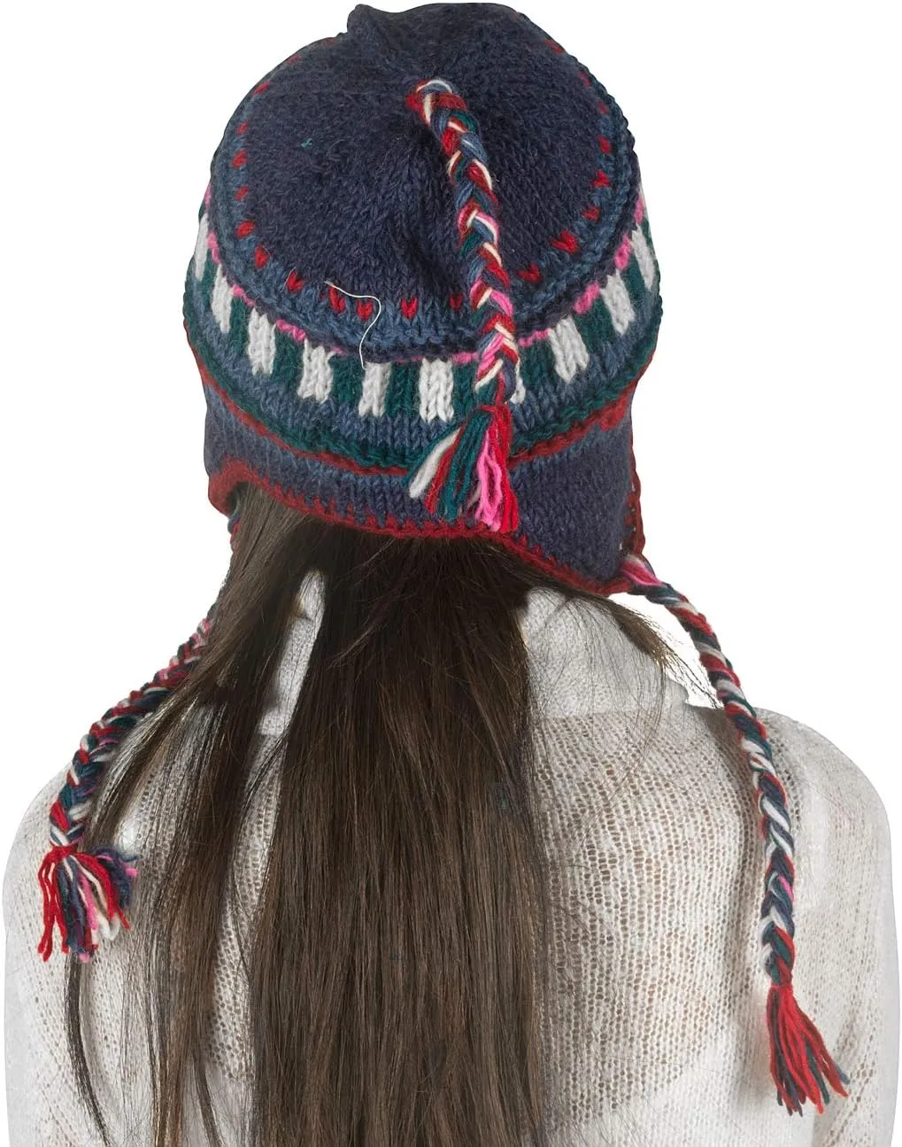 Warm Winter Wool Hat Fleece Inside Cap Hand Knit Woven Ear Flaps Snow Cold Thick Women Merino Thinsulate Outdoor