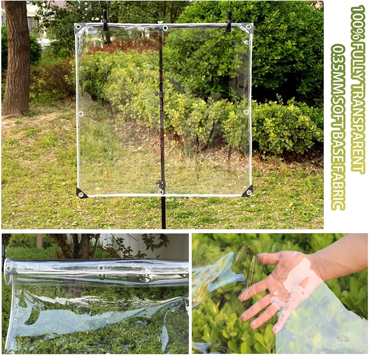 Waterproof Transparent Tarpaulin Outdoor Reinforced Clear Tarp Sheet Cover for Furniture Camping Garden Rainproof Canopy Tent with Grommets, 1.5x1.8m (Size : 1x1.8m)