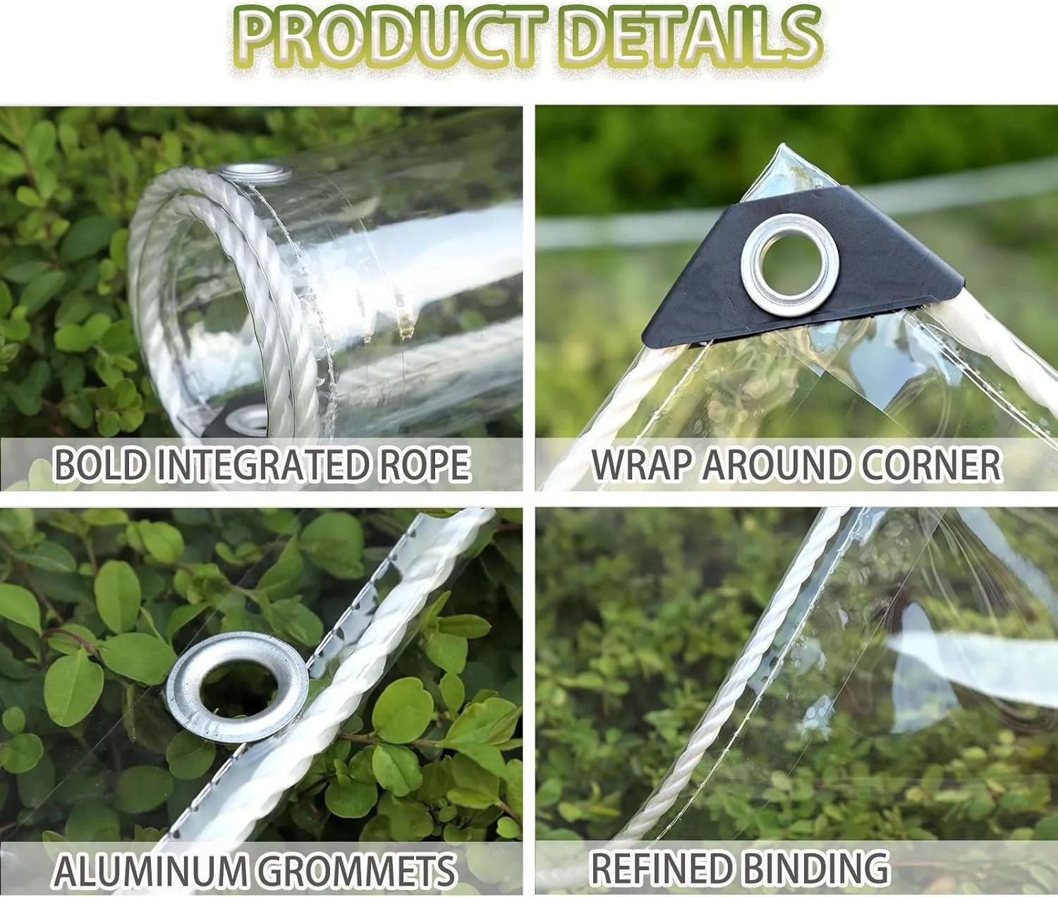 Waterproof Transparent Tarpaulin Outdoor Reinforced Clear Tarp Sheet Cover for Furniture Camping Garden Rainproof Canopy Tent with Grommets, 1.5x1.8m (Size : 1x1.8m)