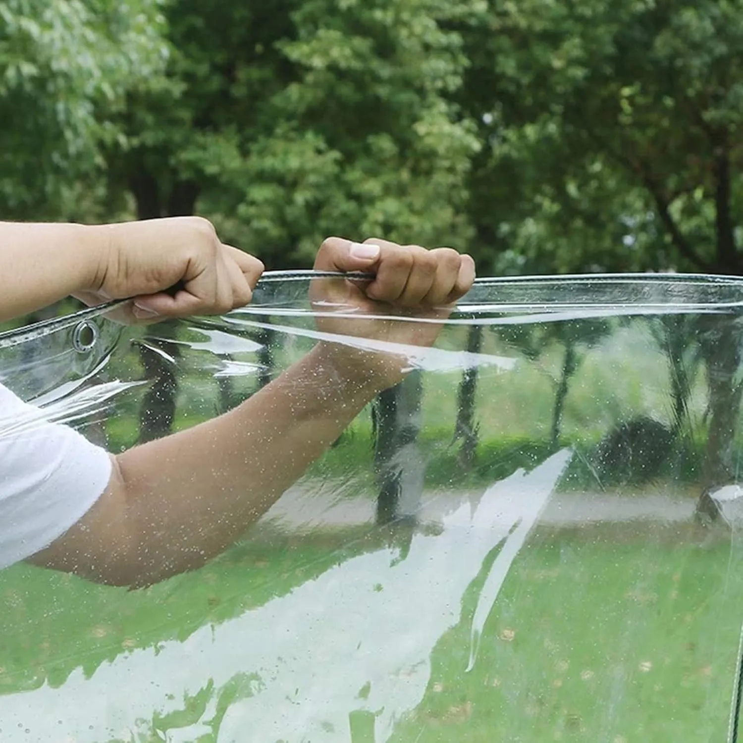 Waterproof Transparent Tarpaulin Outdoor Reinforced Clear Tarp Sheet Cover for Furniture Camping Garden Rainproof Canopy Tent with Grommets, 1.5x1.8m (Size : 1x1.8m)