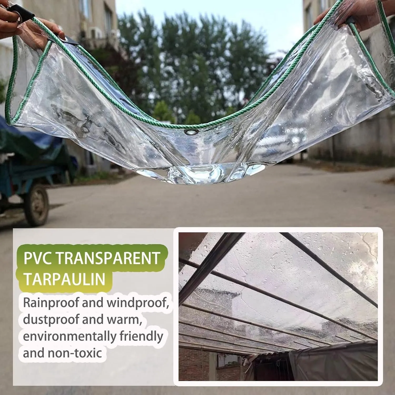 Waterproof Transparent Tarpaulin Outdoor Reinforced Clear Tarp Sheet Cover for Furniture Camping Garden Rainproof Canopy Tent with Grommets, 1.5x1.8m (Size : 1x1.8m)