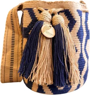 Wayuu bag, Mochila Medium, Solid Strap, Woven Crossbody Bucket Bag, shoulder Ethnic Crochet