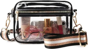 WEDDINGHELPER Clear Crossbody Bag, Clear Bag Stadium Approved Clear Purse with Adjustable Strap for Sports Concerts Festivals