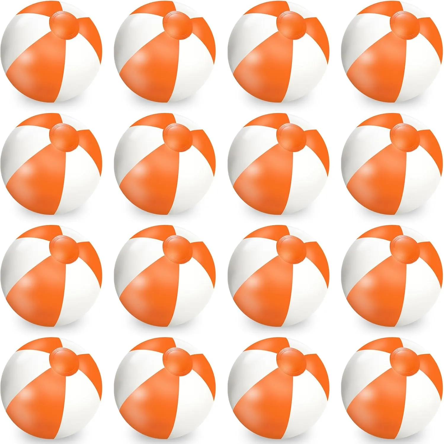 Whaline 16Pcs 16'' Orange and White Inflatable Beach Ball Round Pool PVC Balls Cute Game Toys for Summer Hawaiian Tropical Theme Beach Party Decorations Water Sand Game Accessory