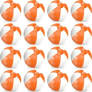 Whaline 16Pcs 16'' Orange and White Inflatable Beach Ball Round Pool PVC Balls Cute Game Toys for Summer Hawaiian Tropical Theme Beach Party Decorations Water Sand Game Accessory