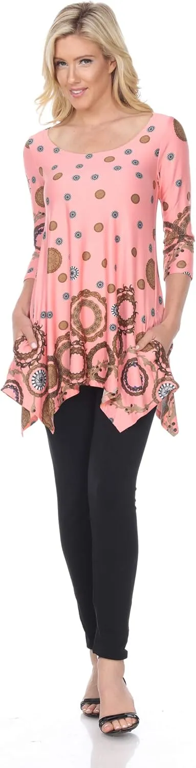 white mark Erie Tunic Top with Side Pockets & Shark Bite Hemline