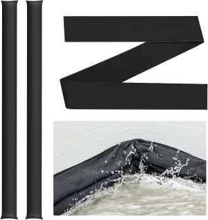 Windyun 2 Pcs 10 ft x 6.5 Inch Water Barrier for Home Reusable Flood Prevention Barriers Bags Water Dams Activated Absorbent Barrier Sandless Sandbags for Rain Garage Door Basement (Black)