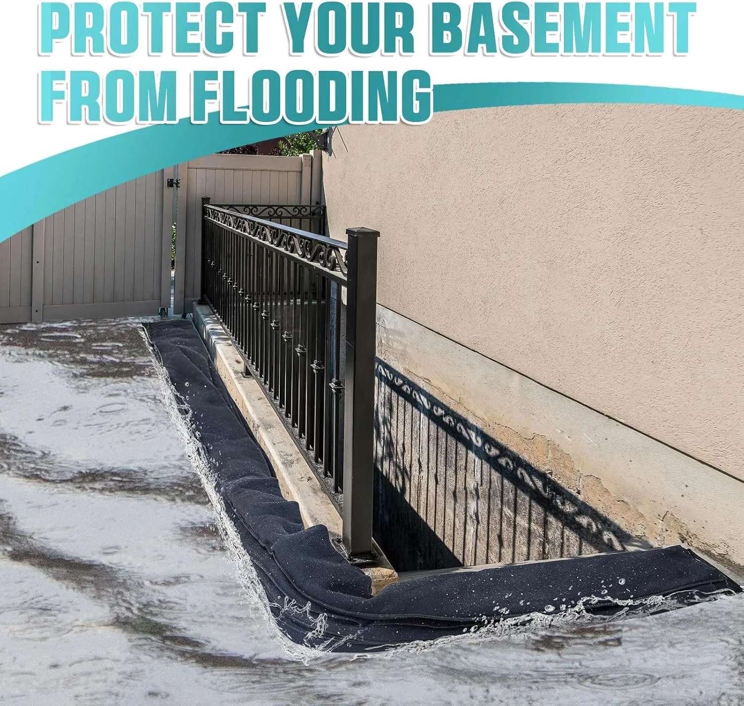 Windyun 2 Pcs 10 ft x 6.5 Inch Water Barrier for Home Reusable Flood Prevention Barriers Bags Water Dams Activated Absorbent Barrier Sandless Sandbags for Rain Garage Door Basement (Black)