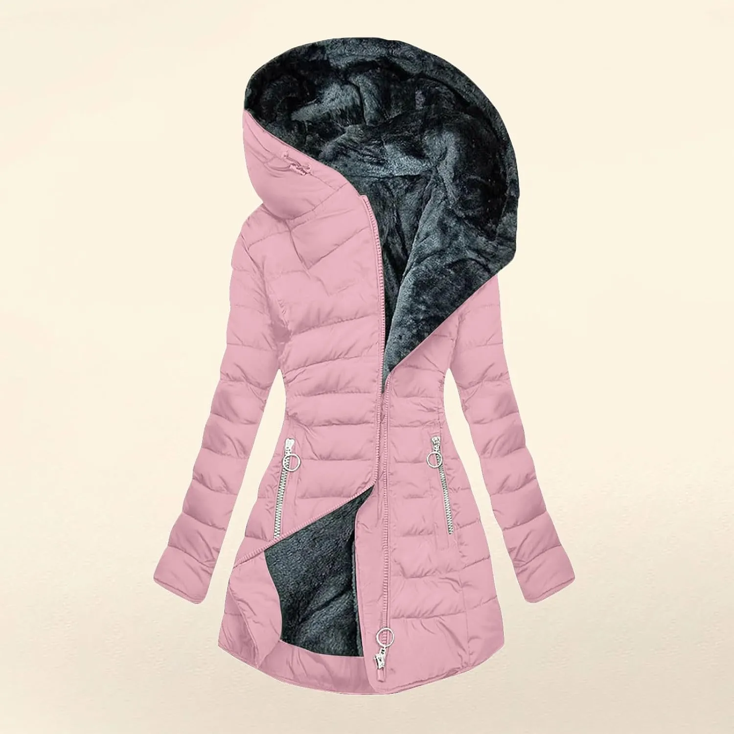 Winter Coats for Women 2024 Trendy Warm Sherpa Lined Fuzzy Fleece Jacket Zip Up Thickened Parka Coat With Plus Size