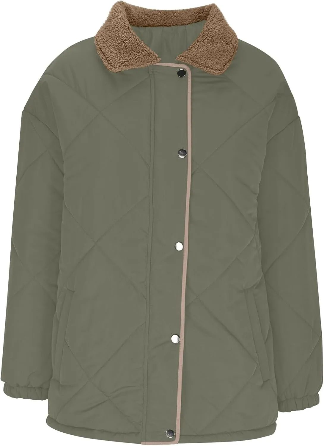 Winter Jackets For Women Long Sleeve Fleece Collar Winter Coats Baggy Zip Up Warm Puffer Jacket