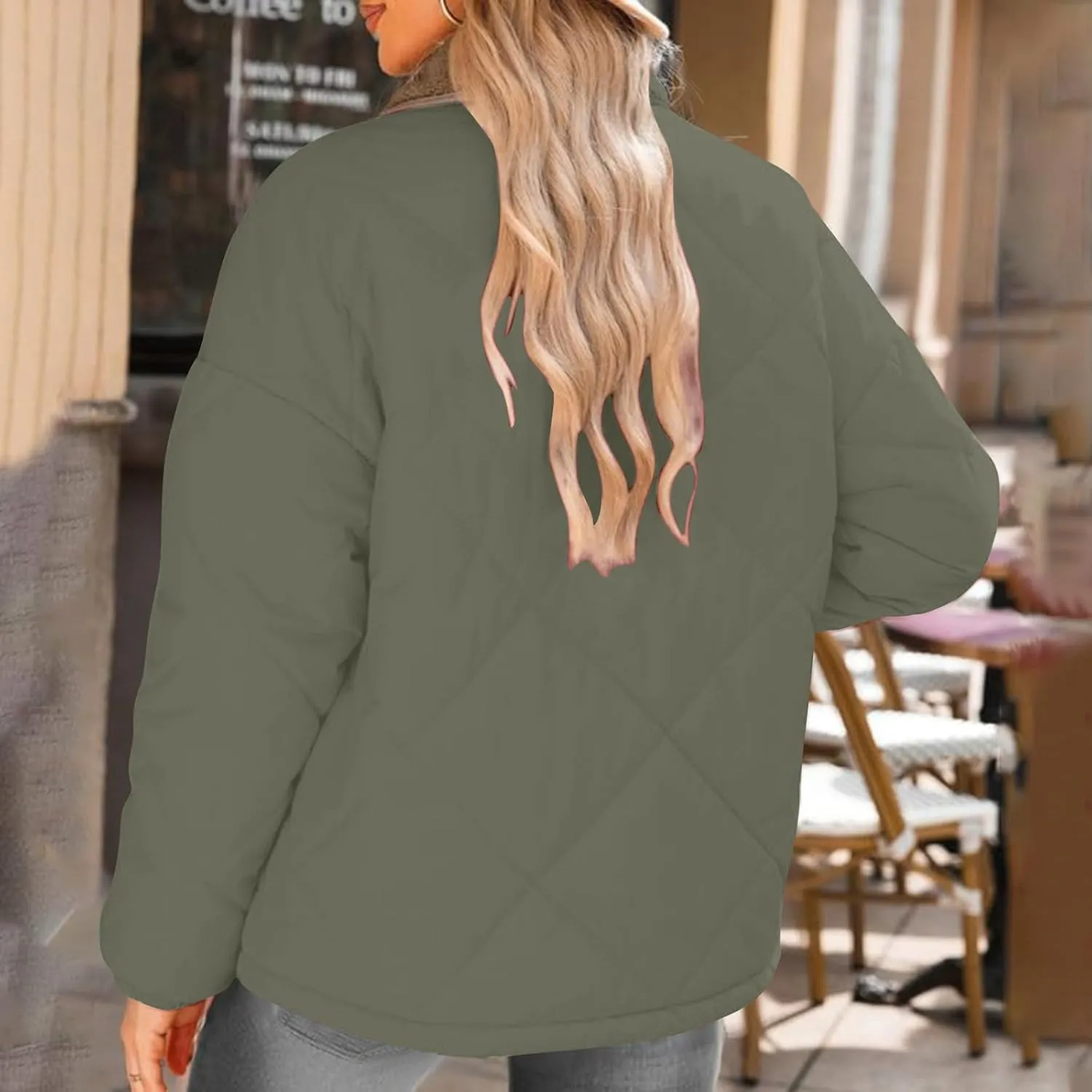 Winter Jackets For Women Long Sleeve Fleece Collar Winter Coats Baggy Zip Up Warm Puffer Jacket
