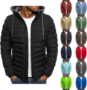 Winter Puffer Jacket for Men Windproof Lightweight Full Zip Hooded Puffy Jackets Quilted Thicken Insulated Down Coats