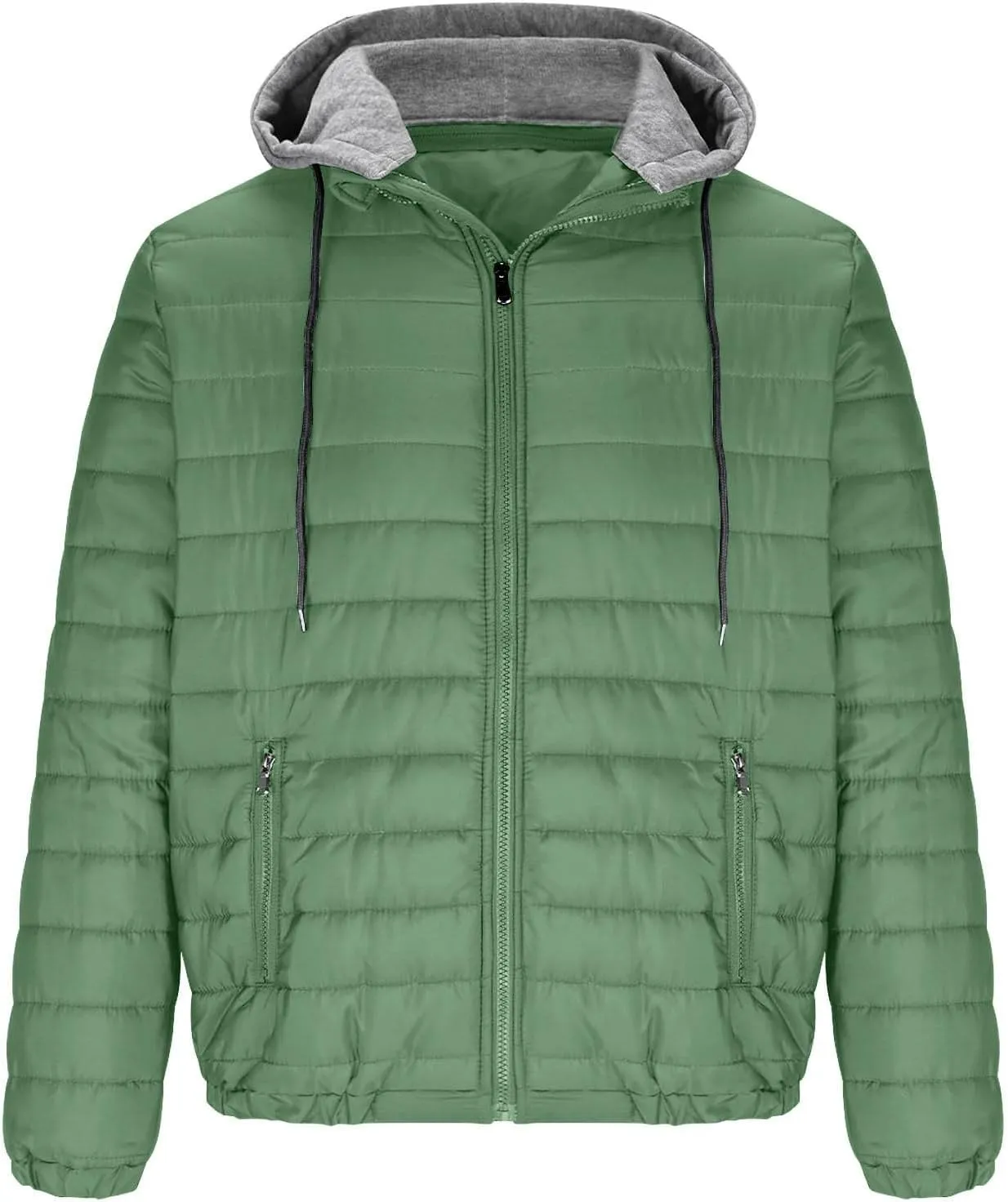Winter Puffer Jacket for Men Windproof Lightweight Full Zip Hooded Puffy Jackets Quilted Thicken Insulated Down Coats