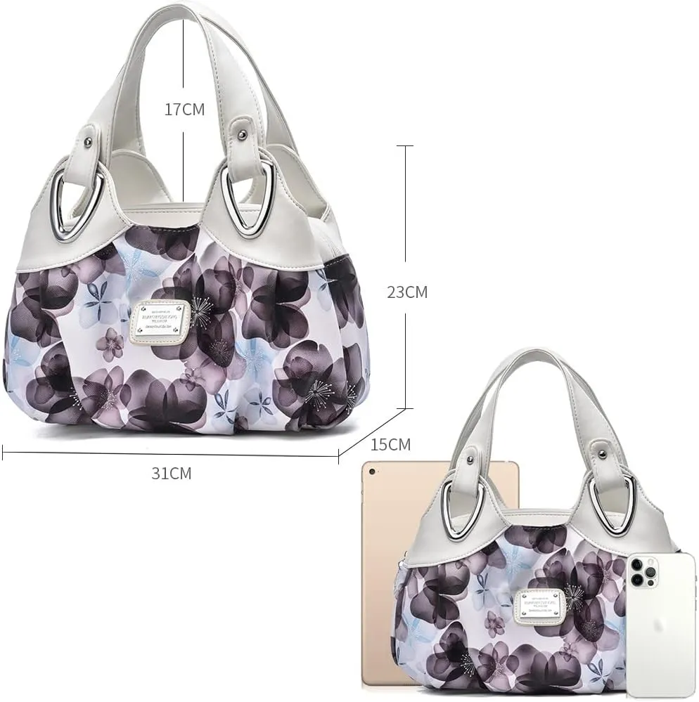 Women Handbags Floral Print Leather Purses Tote Bags Medium Handbag for Ladies Stylish Purse Romantic Casual Bags