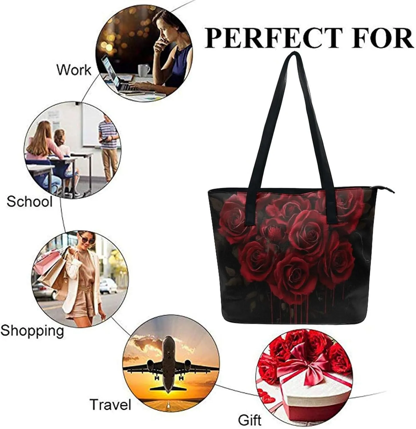 Women Tote Bags Handbags PU Leather Shoulder Casual Handbags