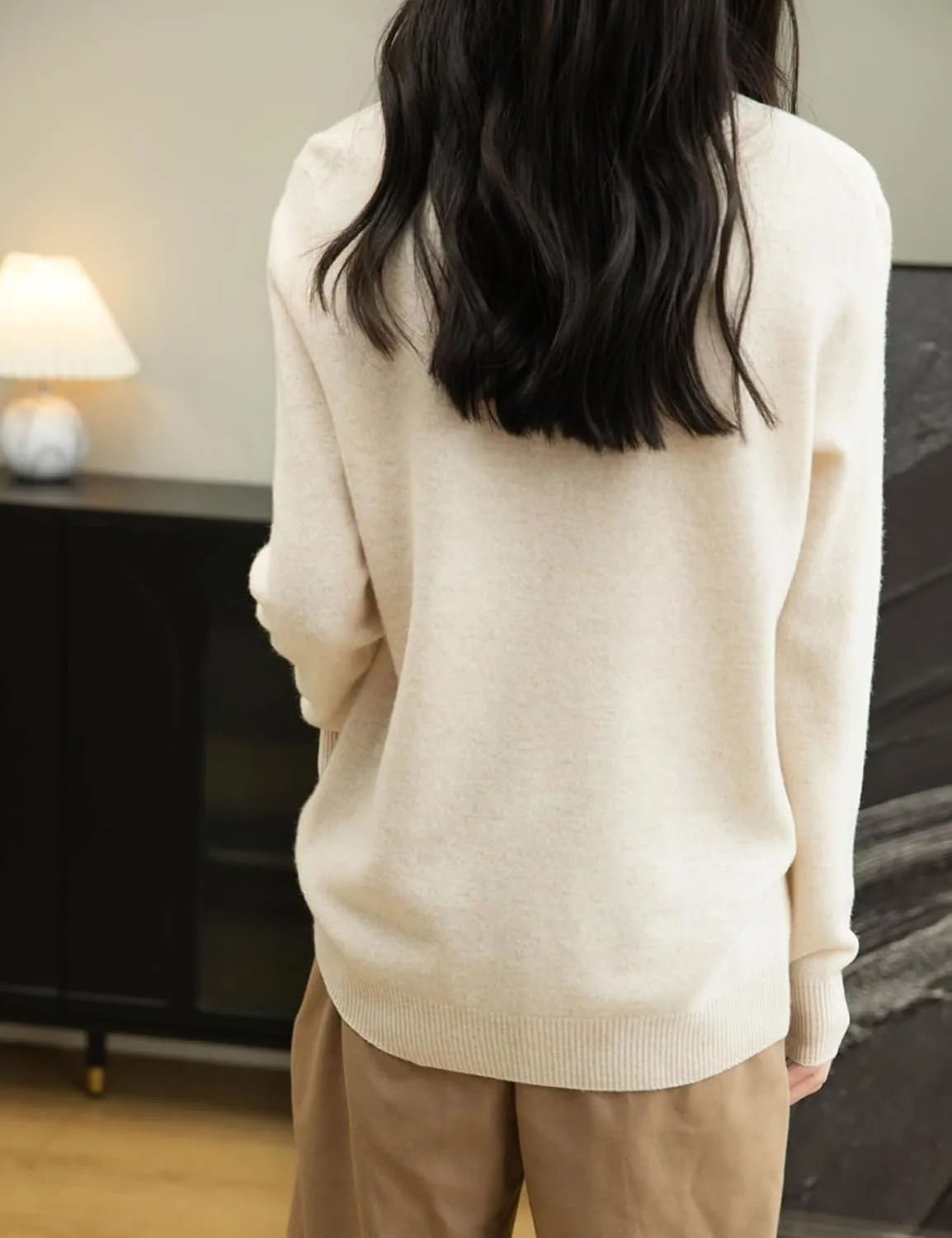 Women's 100% Merino Wool 2025 Fall Winter First-Line Ready to Wear Long Sleeve Seamless Knit Crewneck Sweater