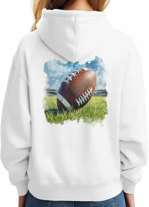 Womens Athletic Hoodies, Rugby Sports Grassland Fast Color Cotton Comfortable Hoodie, Printing Sweatshirt for Girl White XS