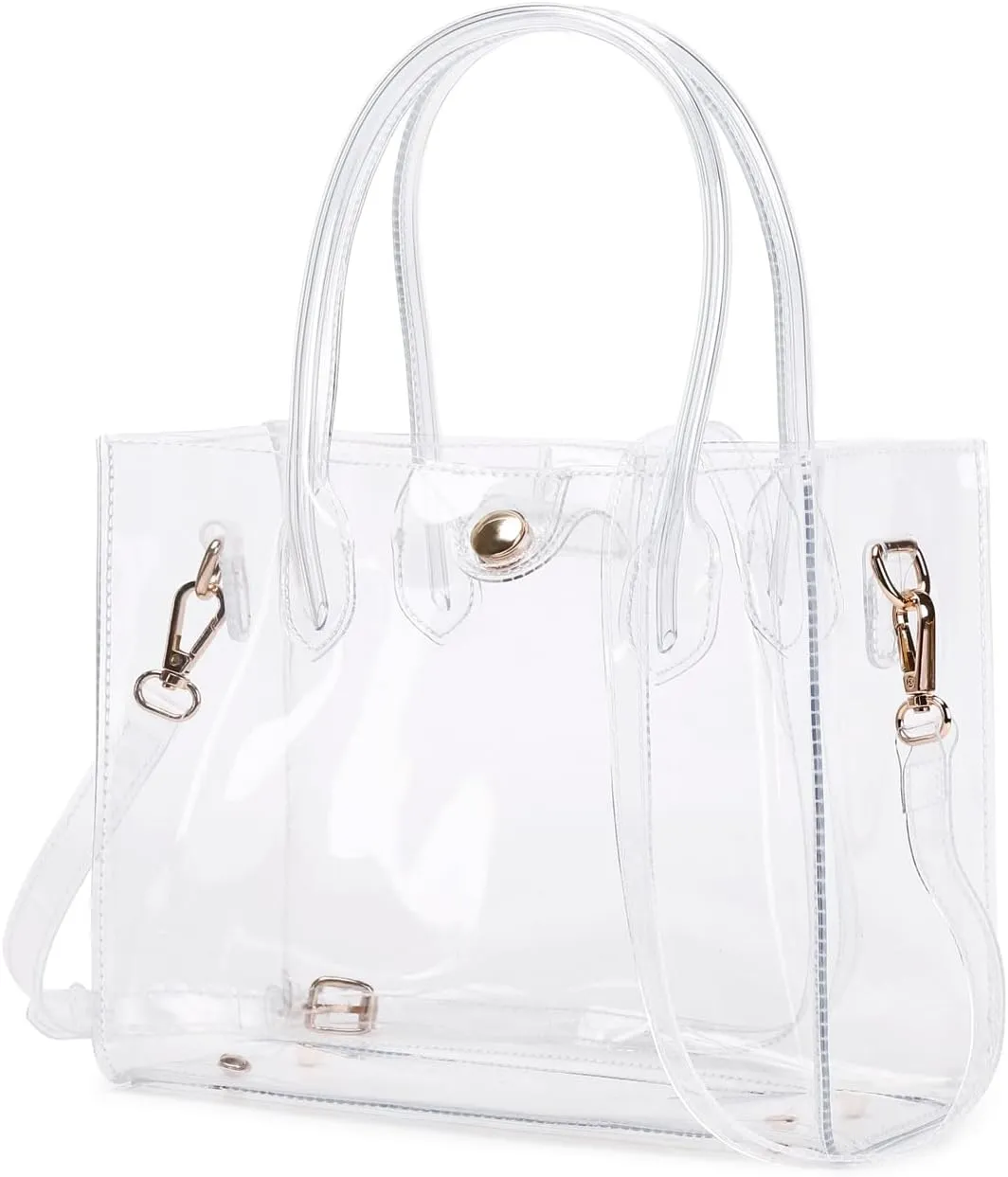 Womens Clear Purse Clear Tote Bag Stadium Approved Clear Bag PVC Plastic See Through Working Bag