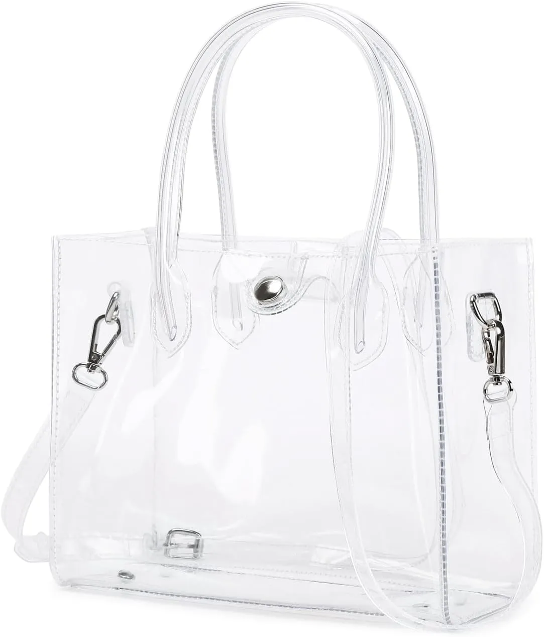 Womens Clear Purse Clear Tote Bag Stadium Approved Clear Bag PVC Plastic See Through Working Bag