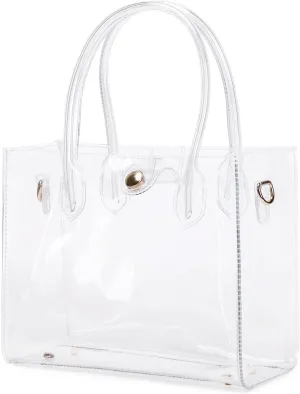 Womens Clear Purse Clear Tote Bag Stadium Approved Clear Bag PVC Plastic See Through Working Bag