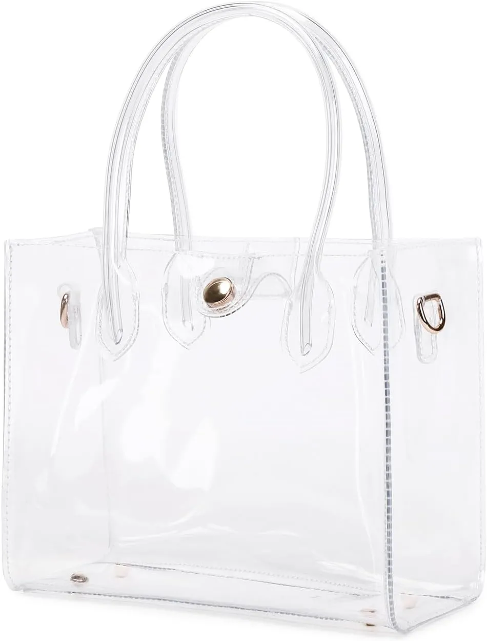 Womens Clear Purse Clear Tote Bag Stadium Approved Clear Bag PVC Plastic See Through Working Bag