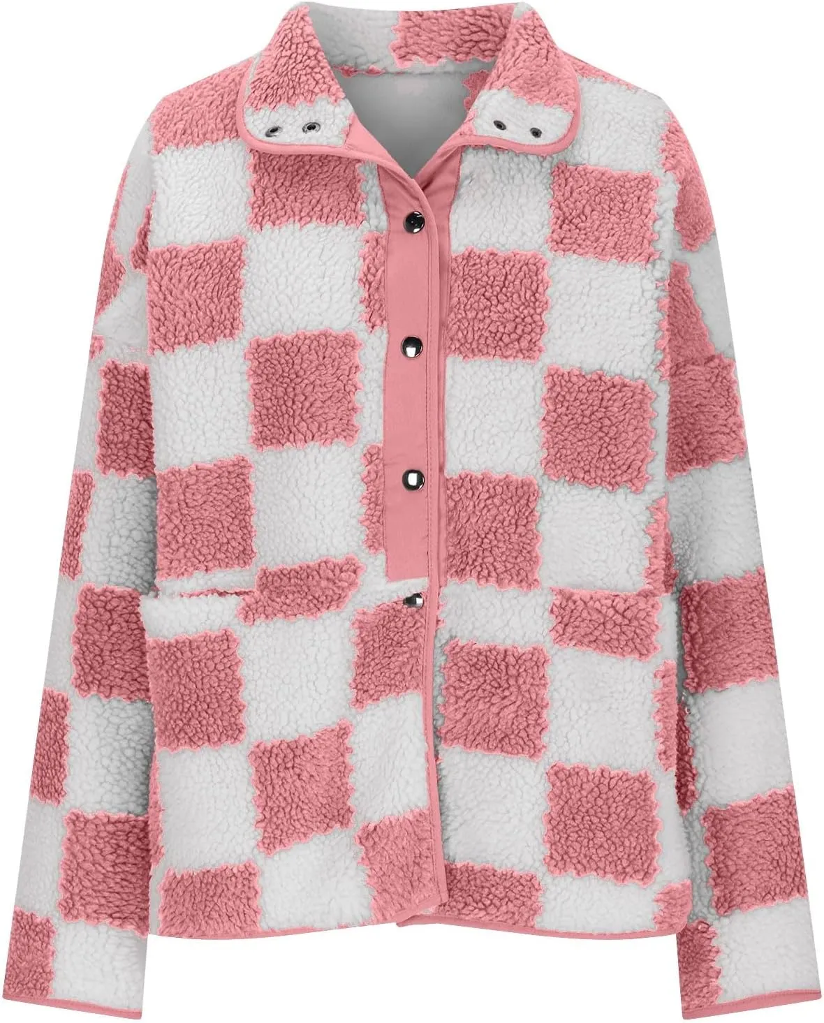 Womens Fleece Jackets Fashion 2024 Plaid Button Down Sherpa Teddy Coat Causal Fall Winter Fuzzy Coats Outwear