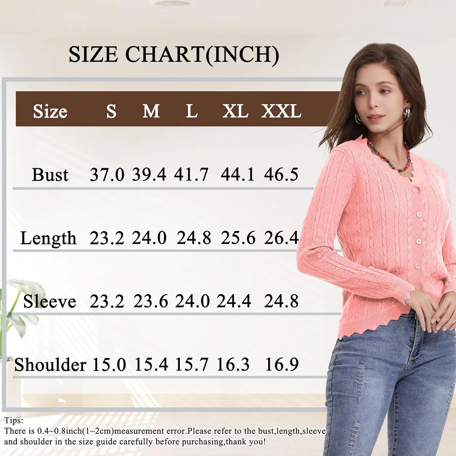 Women's Lace V Neck Hollow-Out Crochet Button Down Knit Slim Cropped Cardigan
