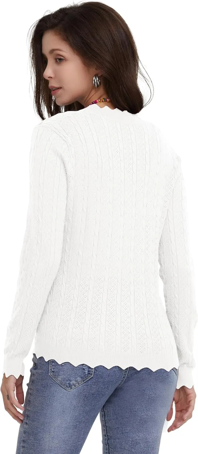 Women's Lace V Neck Hollow-Out Crochet Button Down Knit Slim Cropped Cardigan