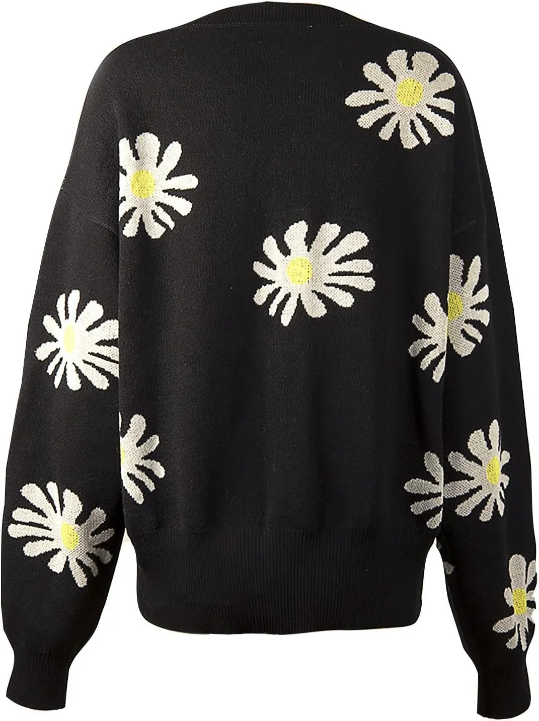 Women's O-Neck Long Sleeve Ribbed Knit Sweater Casual Sweater Warm Top Crop Oversized Cardigan for Women Size 2X