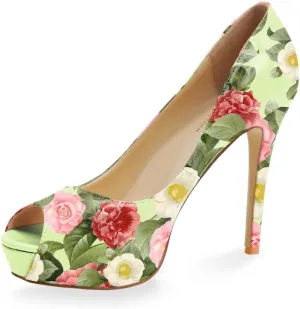 Womens Platform High Stiletto Sandals Heels Pumps Multicolor Floral Printed Peep Toe Sexy Shoes