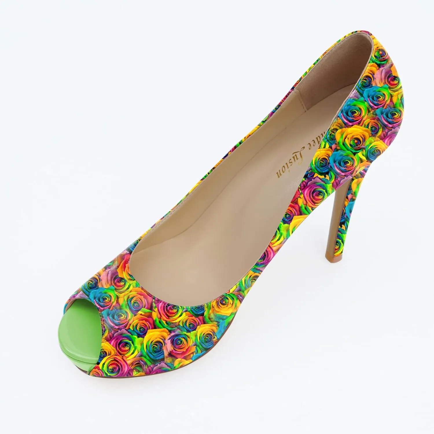 Womens Platform High Stiletto Sandals Heels Pumps Multicolor Floral Printed Peep Toe Sexy Shoes