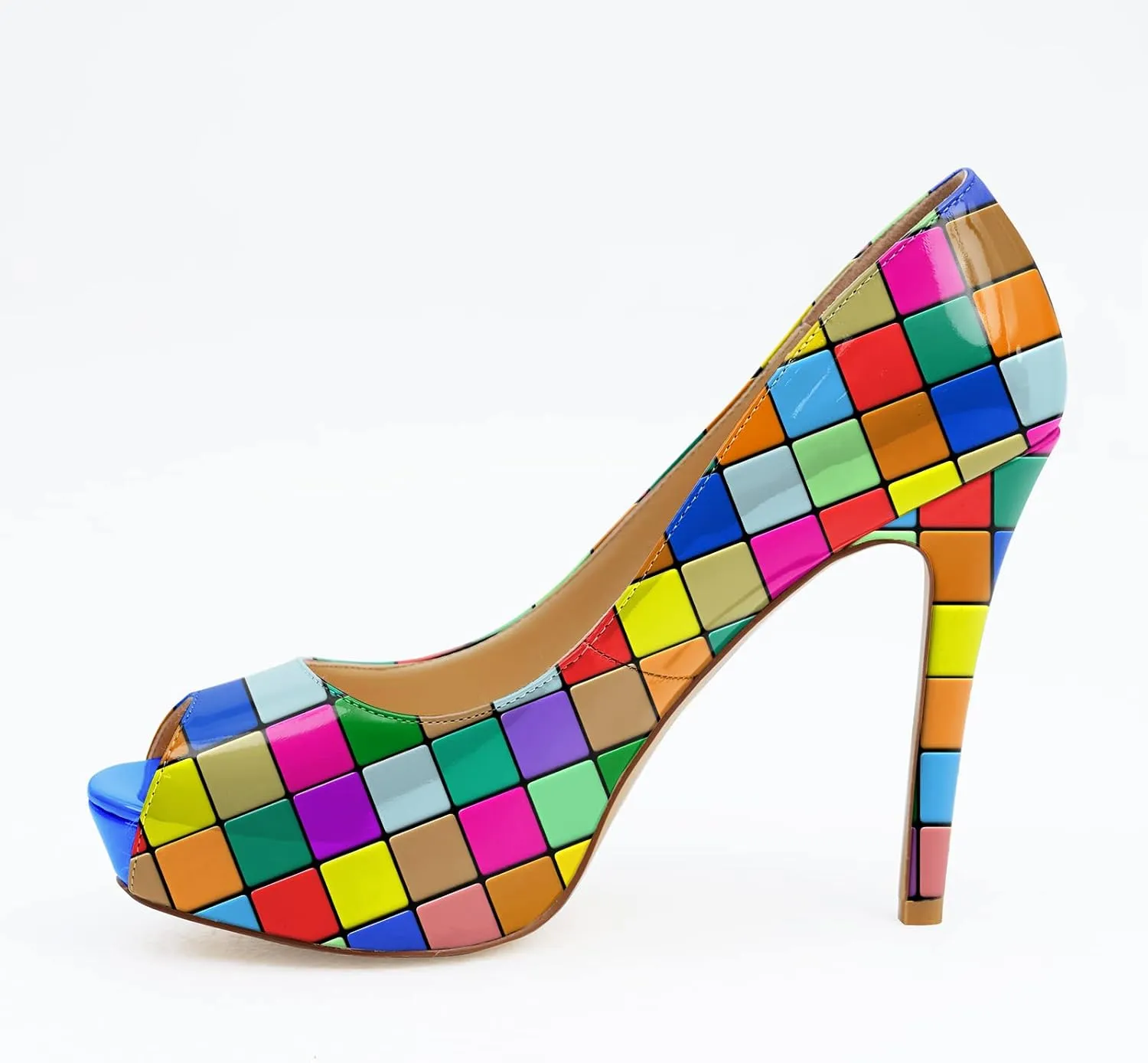 Womens Platform High Stiletto Sandals Heels Pumps Multicolor Floral Printed Peep Toe Sexy Shoes
